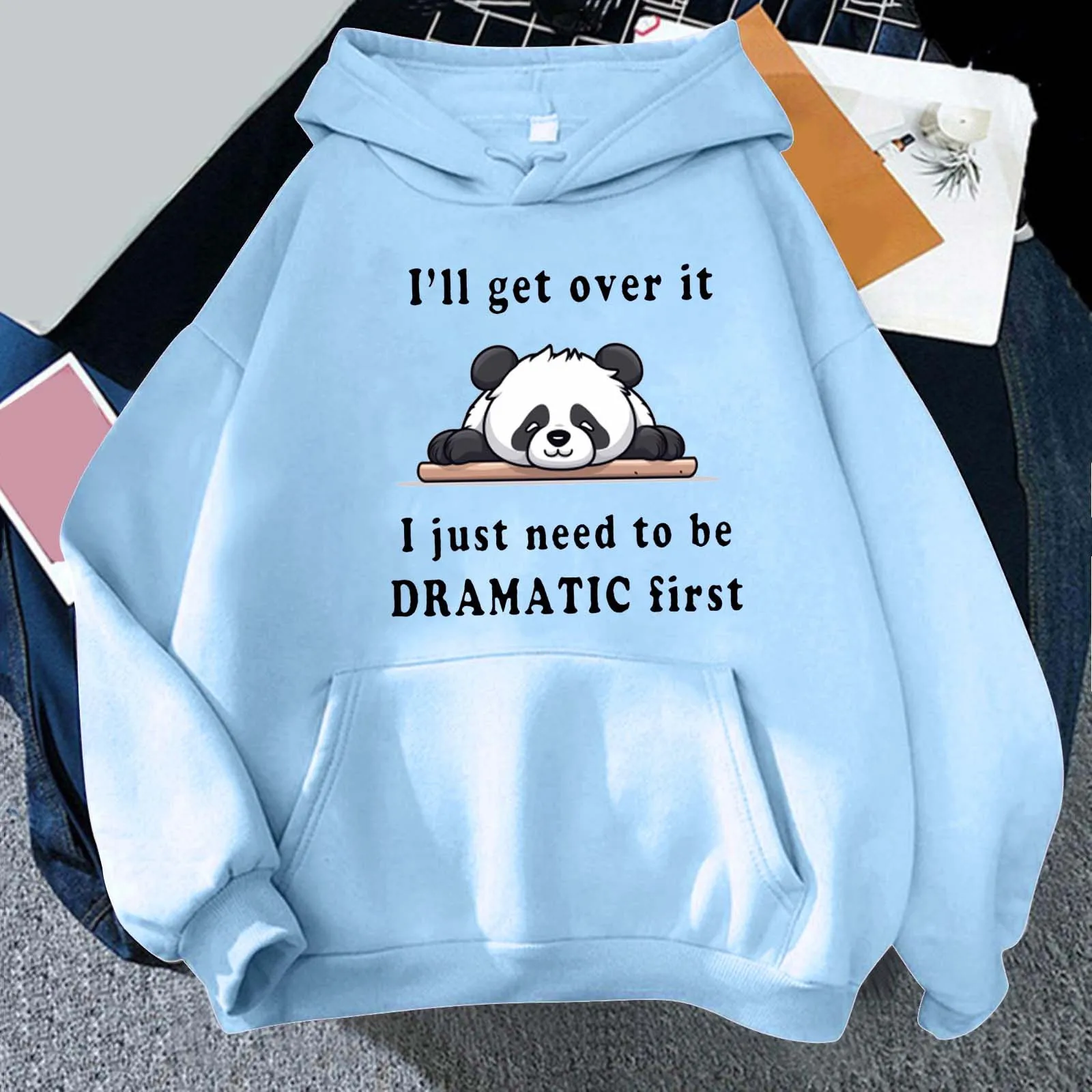 Cartoon Panda Graphic Hoodies Funny Panda Bear Sweatshirt Long Sleeve Pullover Girls Kawaii Y2k Sudadera Women Clothes Moletom