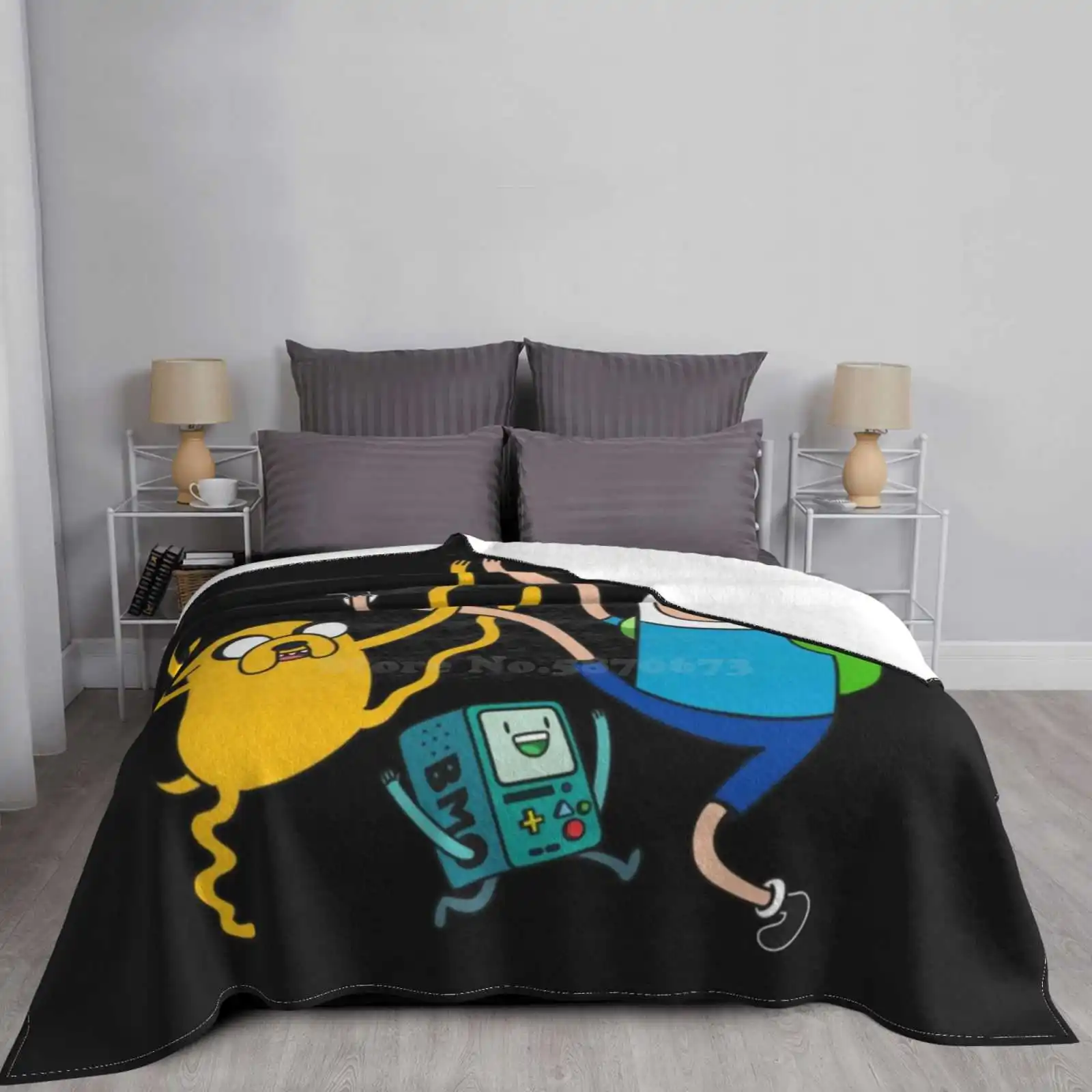 فين جيك Bmo بطانية دافئة ناعمة للحفلات أريكة/سرير/سفر هدايا حب مغامرة وقت Bmo لعبة الحياة لطيف وقت المغامرة الكرتون