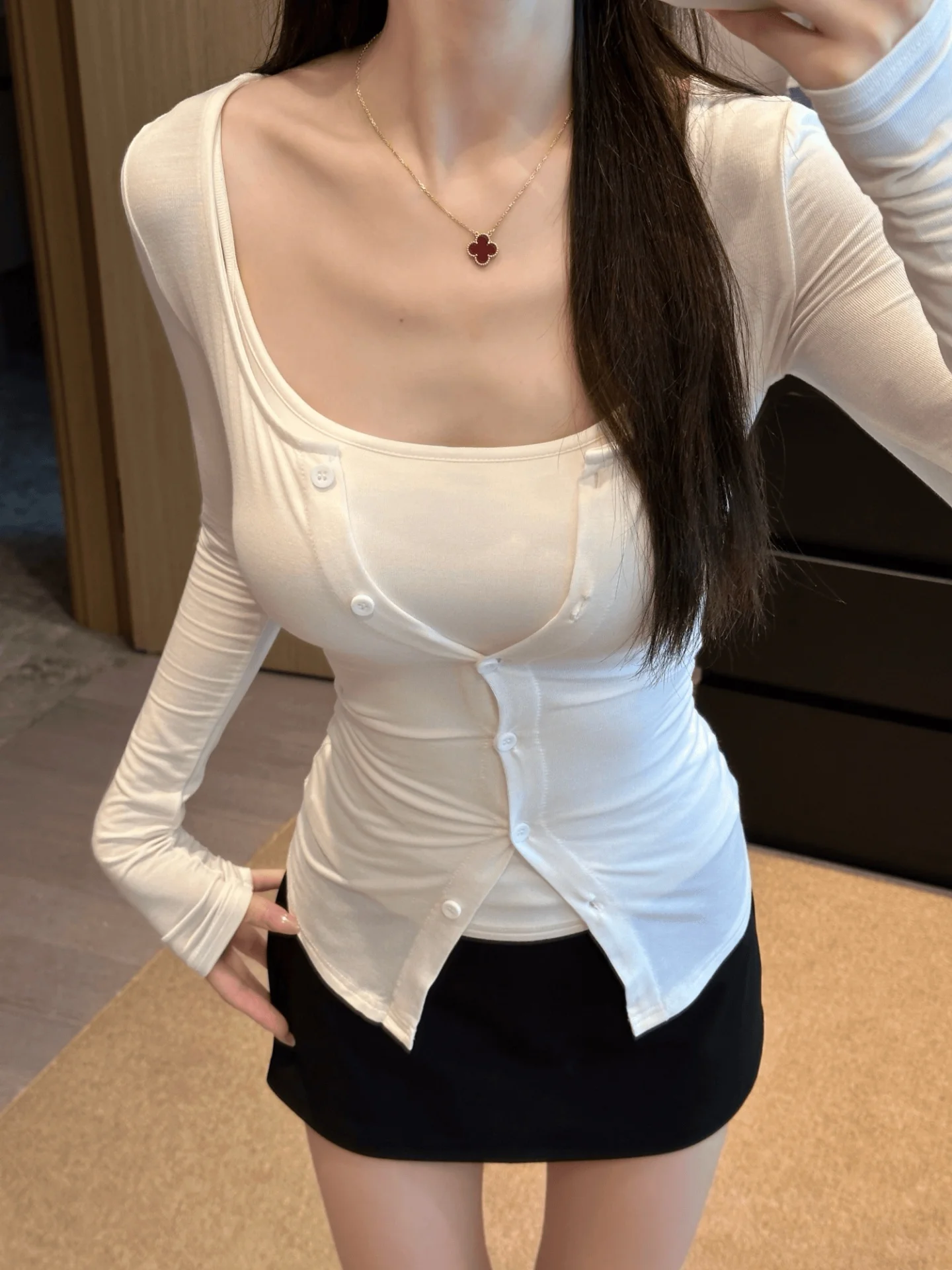 

Spring Summer Women's Knitted Open Cardigan Jacket Thin Long Sleeve Top And Vest Two-Piece Set High Waist Pure Color Design