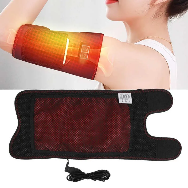 Electric Heating Vibration Massage Arms Brace Support Belt Massage Therapy Wrap Pad For Elbow Injury Pain Relief Rehabilitation