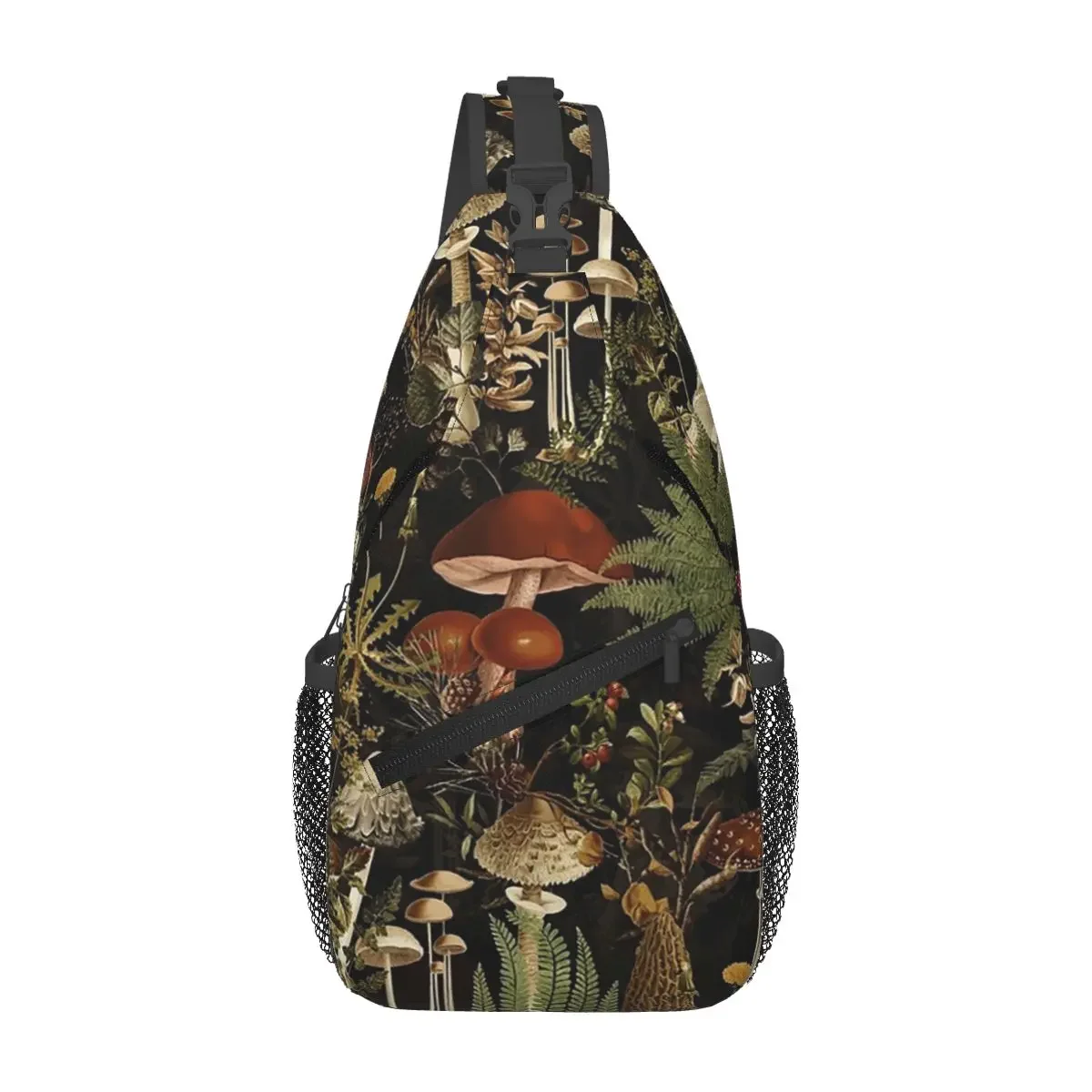 

Midnight Mushrooms Forest Botanical Night Garden Chest Bag Men Sling Crossbody Backpack Chest Bag Hiking Daypack Shoulder Bag