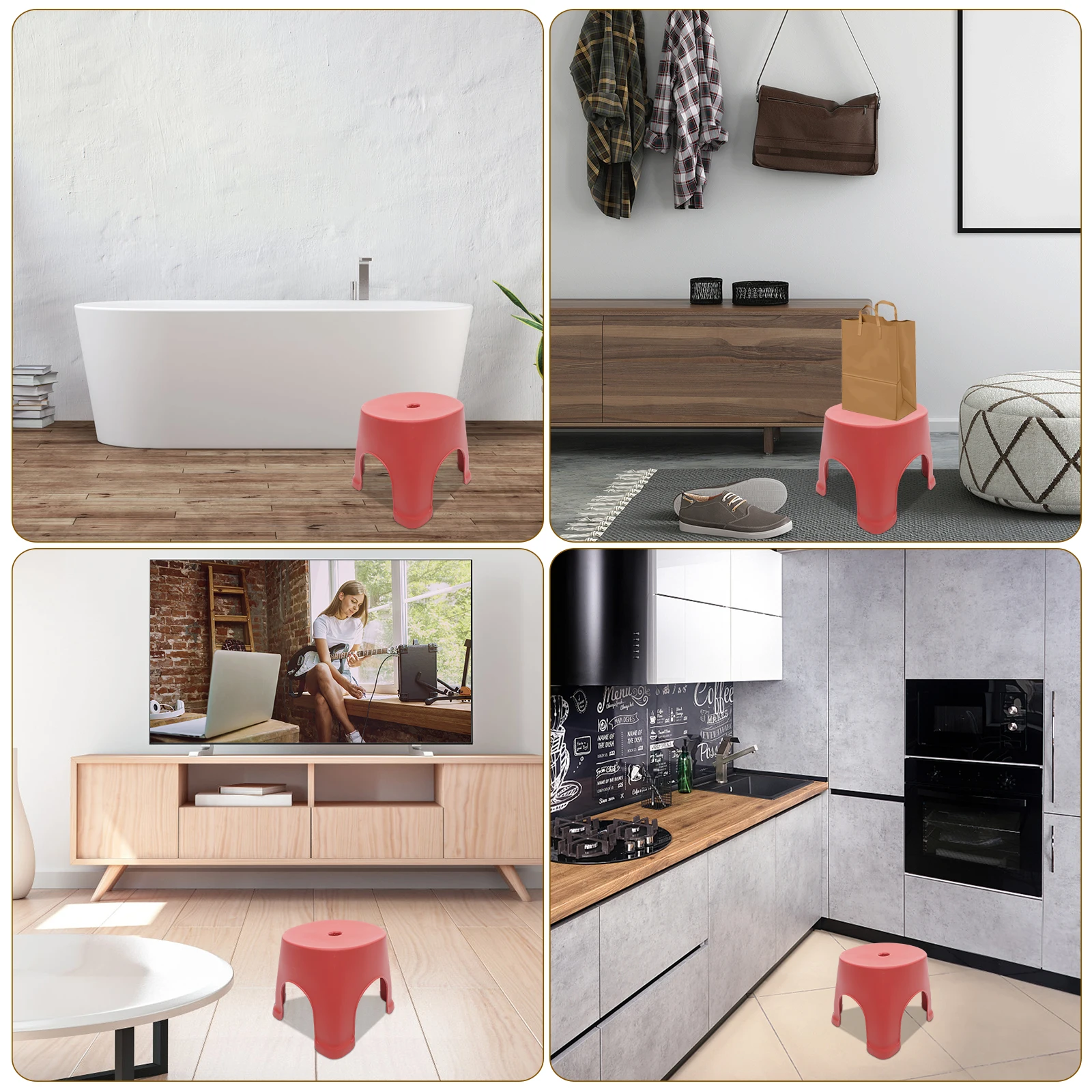 

1Pcs Anti-Slip Step Stool Plastic Small Bathroom Kitchen Stool Lightweight Portable for and Adults