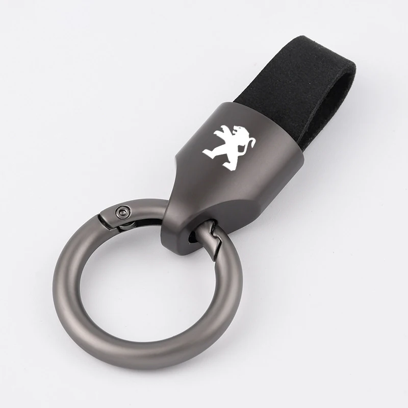 Suede Alloy Car Keychain Key Ring Pendant Buckle Gift For Peugeot 206 307 308 3008 207 208 407 508 2008 5008 Styling Accessories