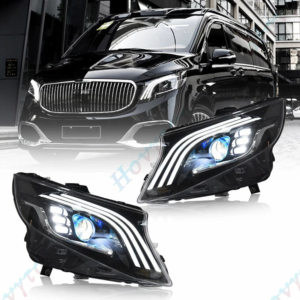 Pair LED Headlights For 2016 2017 2018-2025 Benz Vito W447 Metris Maybach Style Headlamps Front Lights Turn Signal DRL Head Lamp