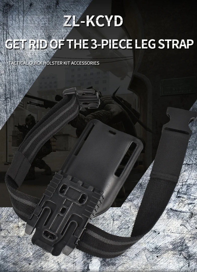 3-teiliges Drop-Leg-Holster-Set mit Schnellverschluss und QLS 19/22-Adapter – Gürtelschlaufe, bequem, elastisch und gummiert für Jagd und Angeln – Detail 1
