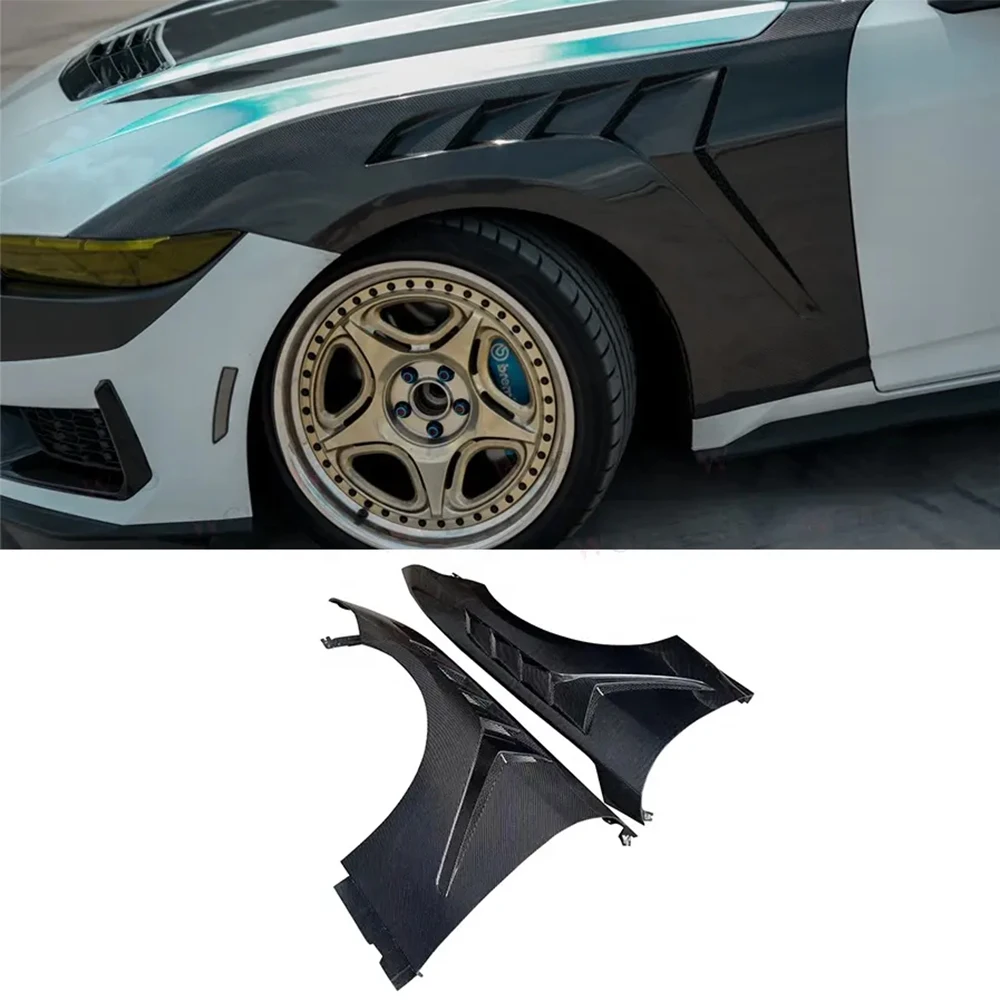 Dry Carbon Fiber Front Fenders  GTD Style for Mustang 2024+  Front Side Fender Vent Trim