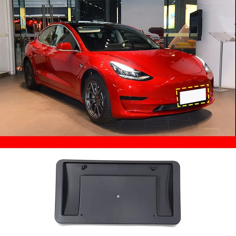 

For Tesla Model 3 2017-23 ABS Black Car Front Bumper License Plate Tag Mounting Bracket Holder Accessories TA1068101/109682900G