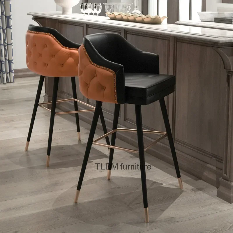 Industrial Dining Chair Office Minimalist Luxury Kitchen Chairs Bar Stool Furniture with Backrest Sillas De Bar Design Chair