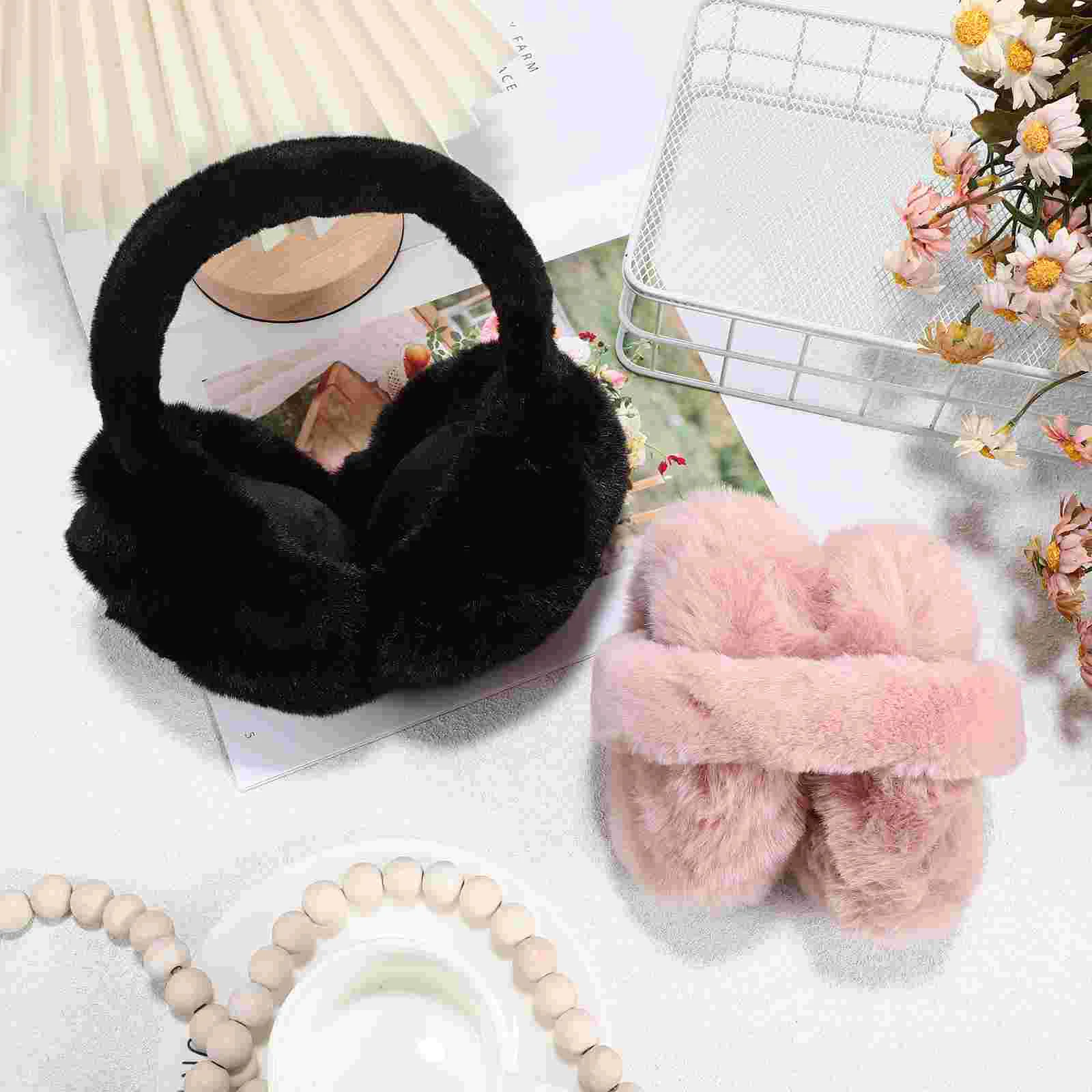 Écharpe chauffante en peluche pour femme, cache-oreilles chauds pour l'hiver, tenues mignonnes pour bébé étudiant, 2 pièces