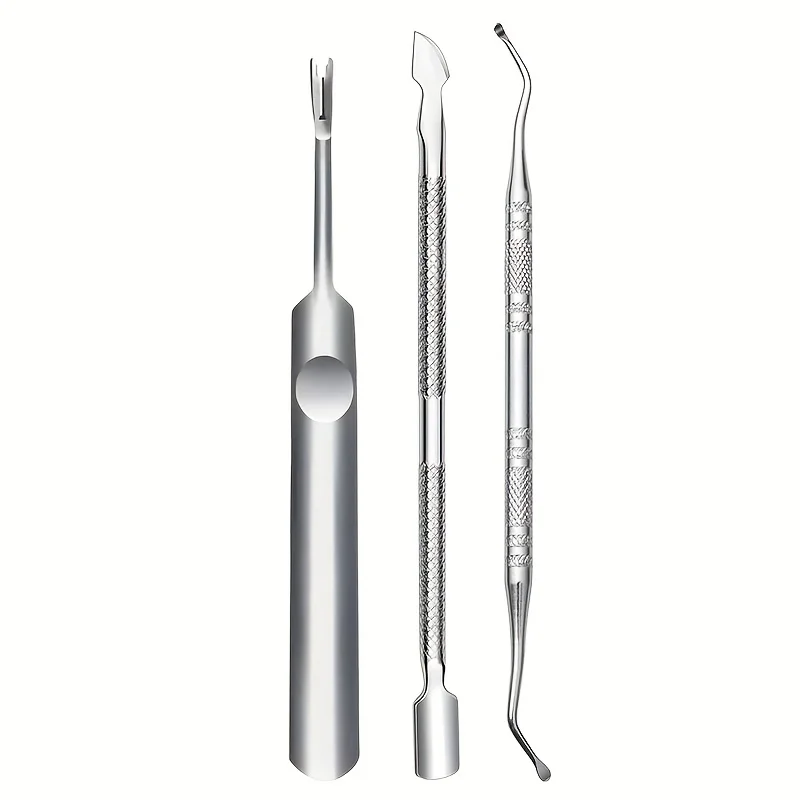 3pcs เจลเล็บชุดเครื่องมือกําจัด Cuticle Pusher,Dual-Ended Dead Light เล็บ Pusher, และเจล Polish Remover สําหรับเล็บ Art