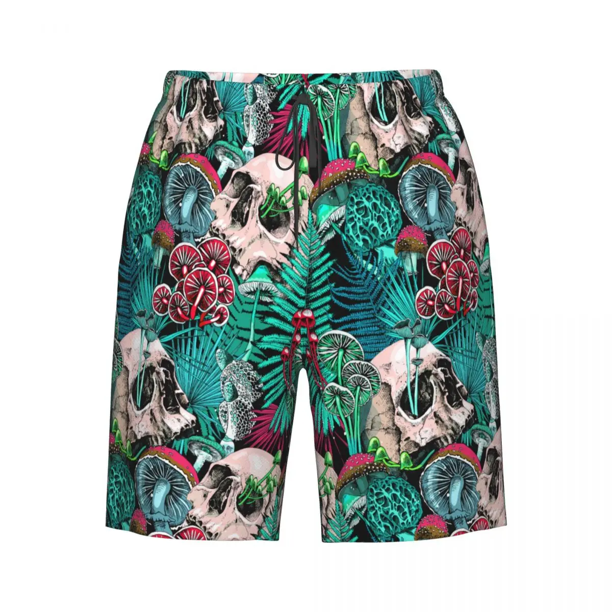 

Men's Swim Trunk Green Leaf Trippy Mushroom Eye Skull Quick Dry Beach Shorts with Pockets Beach Pants Swimsuit
