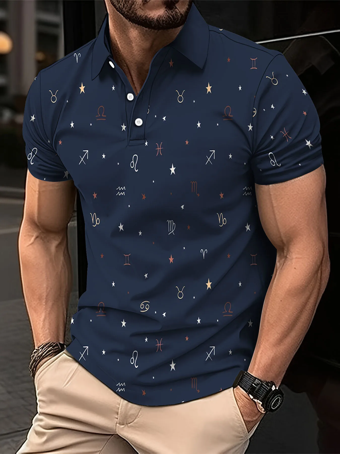 New Summer Men\'s Polo Shirt Street Casual Short Sleeve Print Buttons Tops Fashion Pullover Oversized Clothing Male Golf Wear