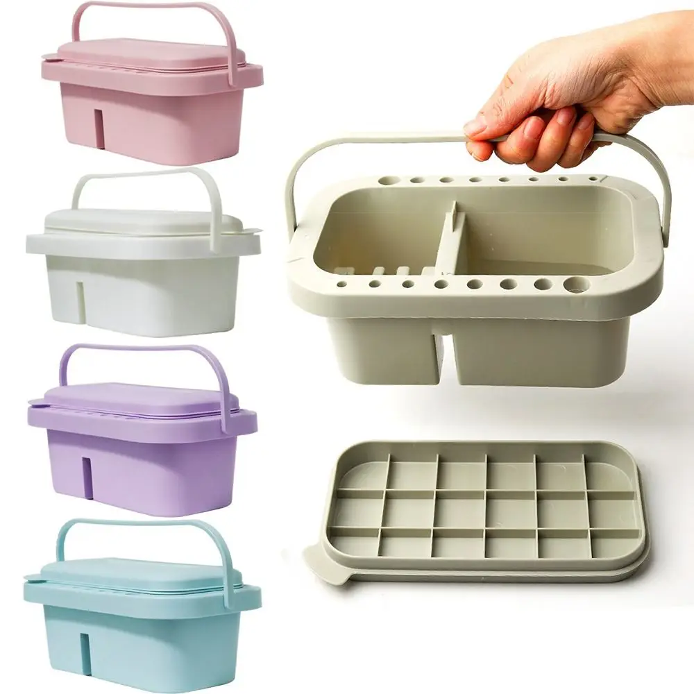 Handled Brush Washing Bucket All-in-One Palette Trays Paint Brush Basin Lidded Fine Separation Artist Cleaner Box Watercolor