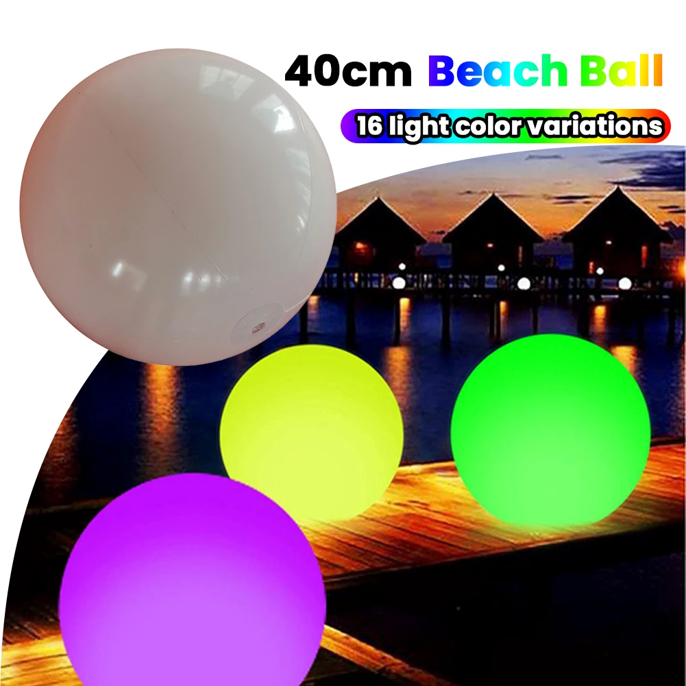 

1-10Pcs 40cm 16 Colors Beach Swimming Pool Play Ball Inflatable Beach Ball with LED Light for Pool Parties Summer Beach Parties