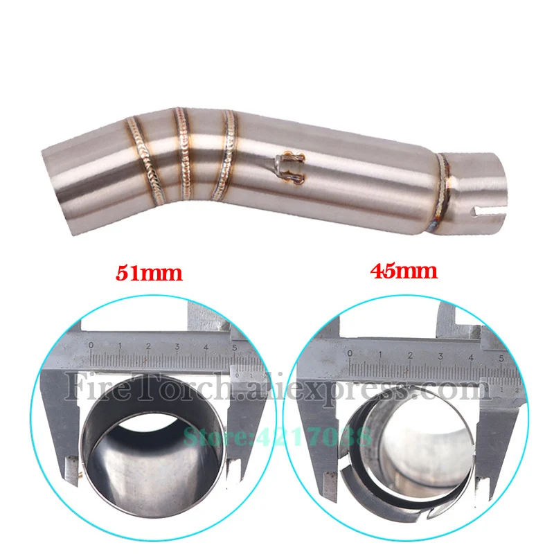 Slip On For Yamaha Tenere 700 XTZ700 2019 - 2023 Motorcycle Exhaust Middle Link Pipe Modify Mid Muffler Connect 51MM Escape Tube