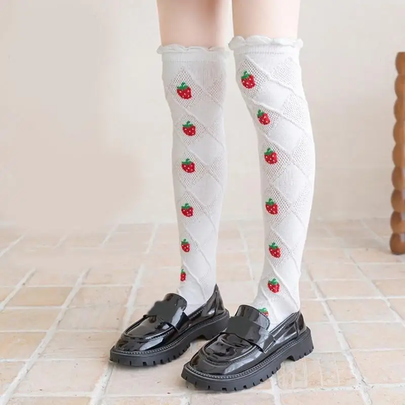 G2TC 1 Pair Long Tube Socks for Kids Cotton Children's Above Knee Length Socks Printed Stockings for 2025 Spring Daily