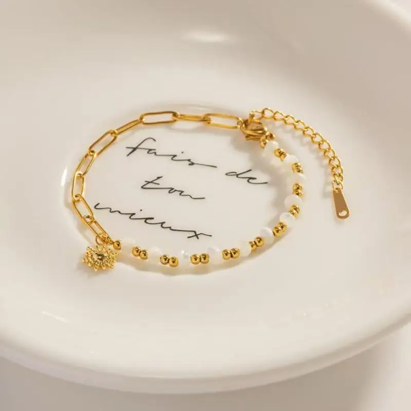 

Bracelet Accessories Paperclip Chain Splicing Sun Pendant Bracelet Women's Versatile Bracelet Accessories