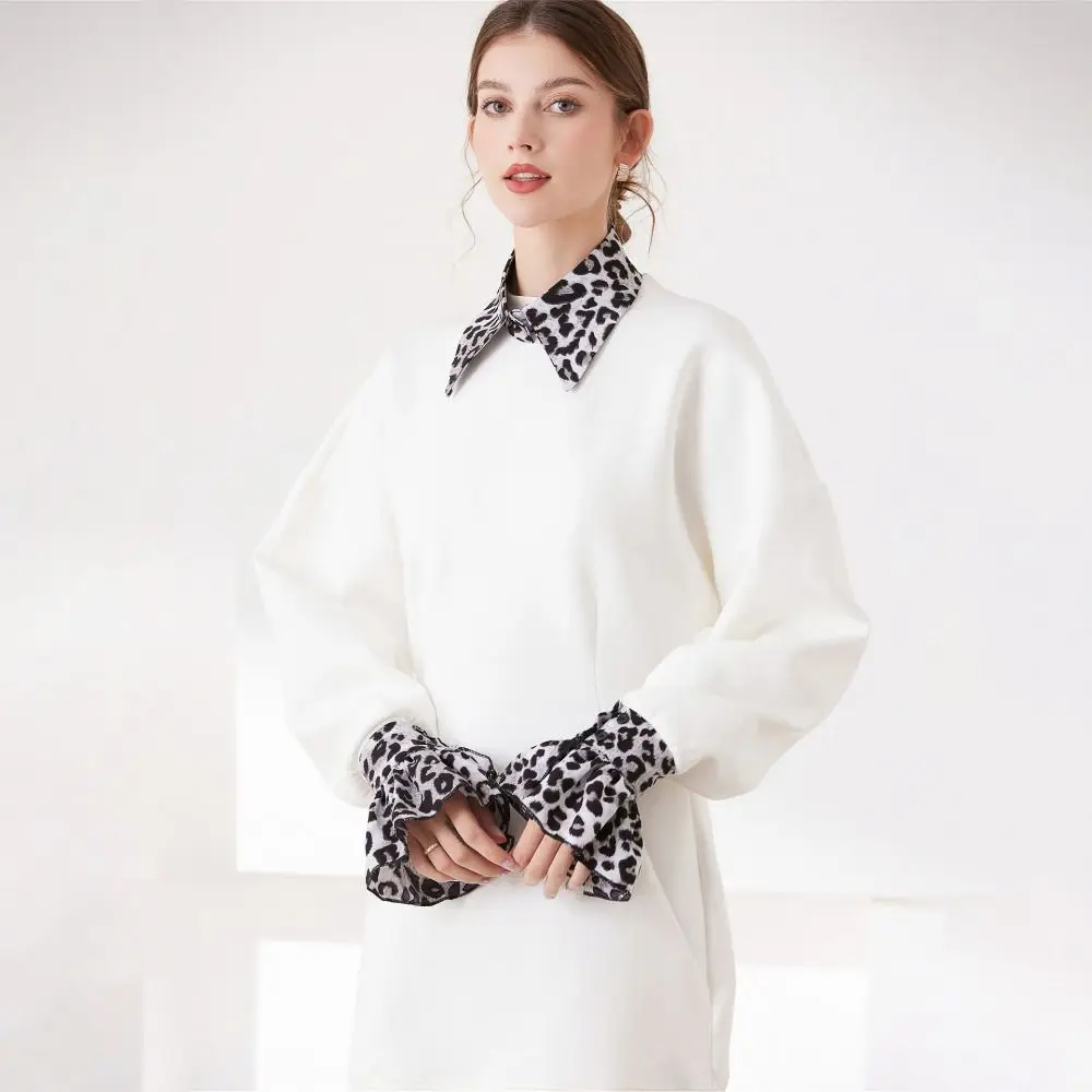 

Detachable False Collar Wrist Cuffs Set Leopard Print Scarf Shawl Decoration Clothes Accessories DIY Half Shirt Collar