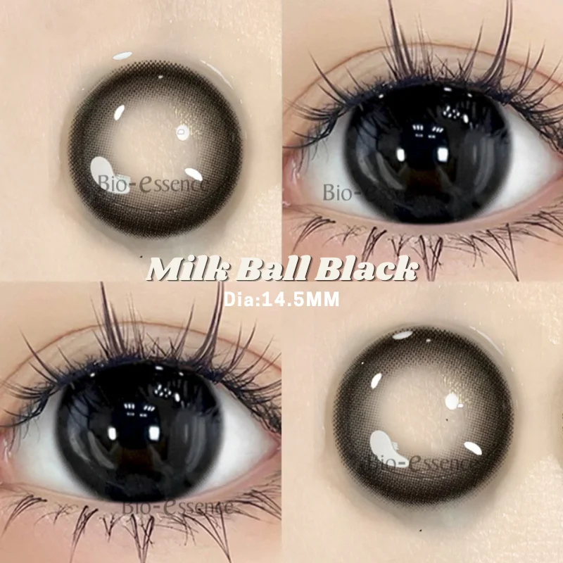 Bio-essence 1Pair Colored Contacts Lenses with Myopia Yearly Use Black Gray Korean Big Eyes Contact Student Pupils Fast Delivery