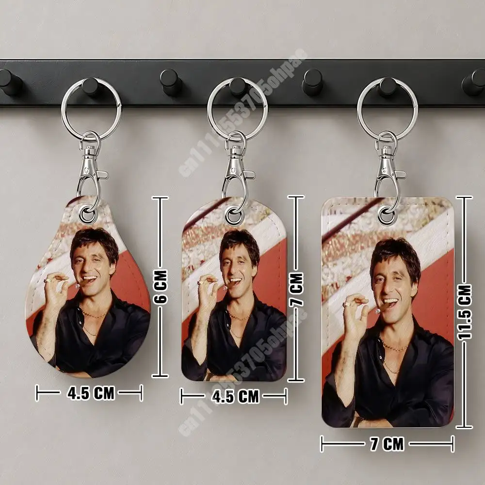 The World is Yours T-Tony M-Montana Leather Keychain Card Holder for Airtag & Luggage Tags Casual Tracker Cover