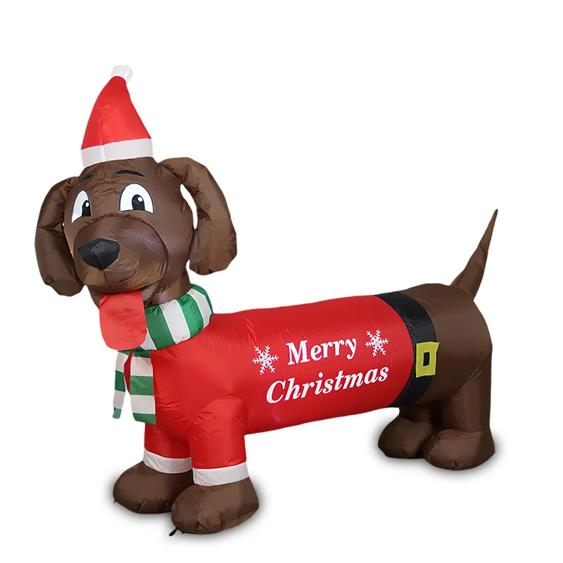 Decorazione gonfiabile per cuccioli di Natale da 5 piedi con LED integrato Bassotto di Natale che esplode la decorazione del cortile del cane Wiener per il giocattolo di Natale