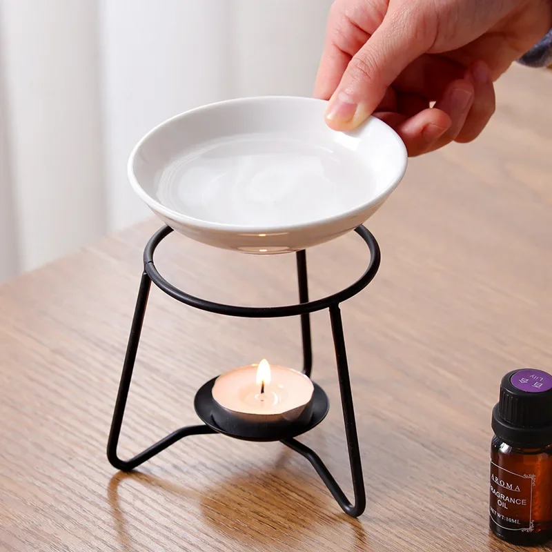 Creative New Black Three-Line Incense Burner Essential Oil Lamp Candle Home Use Candle Lamp Amazon Cross-Border Stock