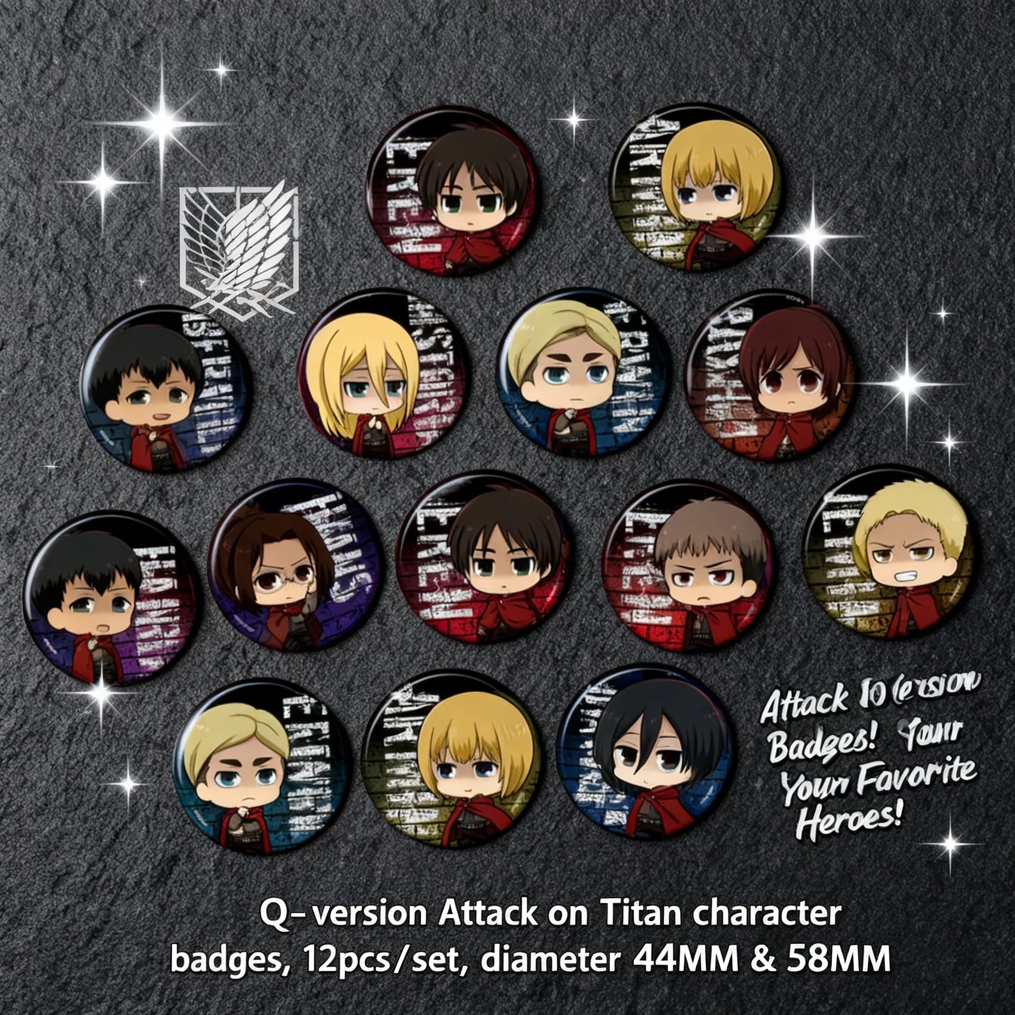 

Attack on Titan Anime Badge Pin Set Levi Ackerman Captain Erwin Smith Cosplay High Quality Collector Gift A+ Anime Merchandise