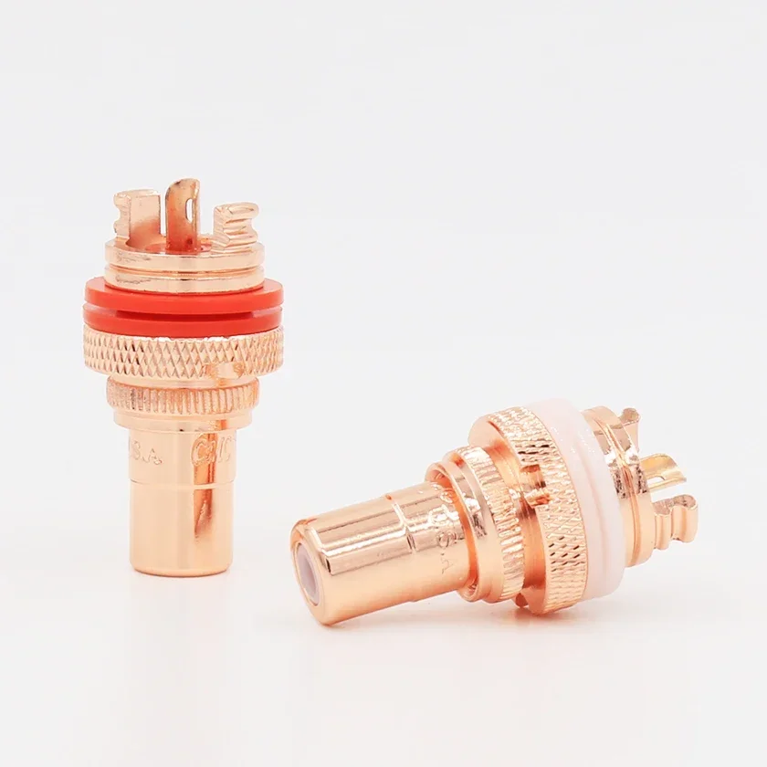 8pcs high quality red copper plated RCA Socket audio jack terminals Amplifier Copper RCA socket Plug