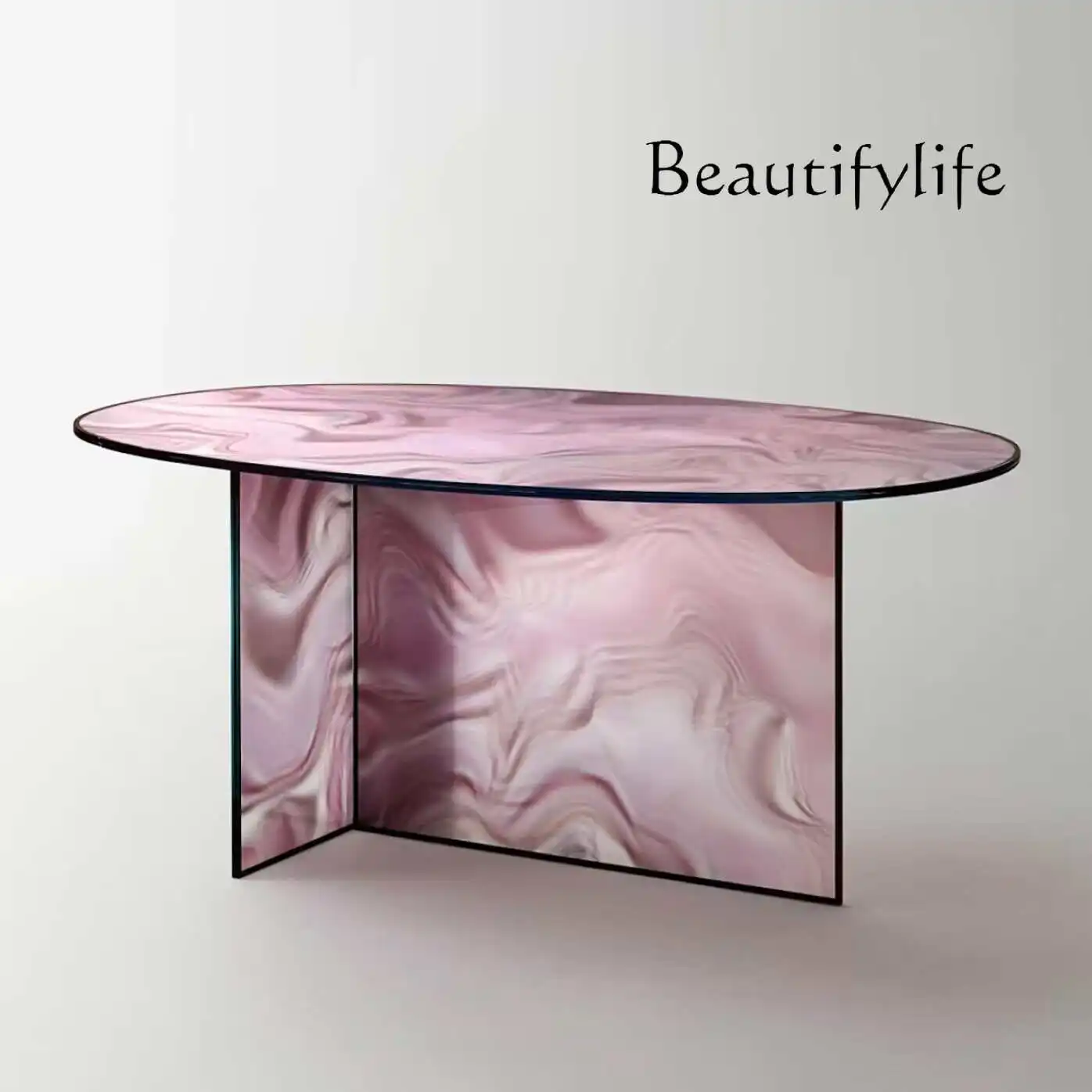 

Glass coffee table living room home glass art style high-end coffee table unique personality table
