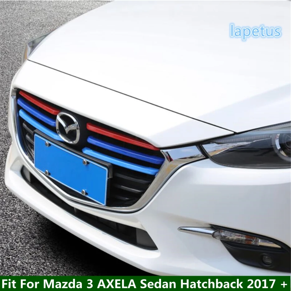 

Tricolor Front Bumper Mesh Grille Radiator Decoration Cover Trim Fit For Mazda 3 AXELA Sedan Hatchback 2017 2018 Car Accessories