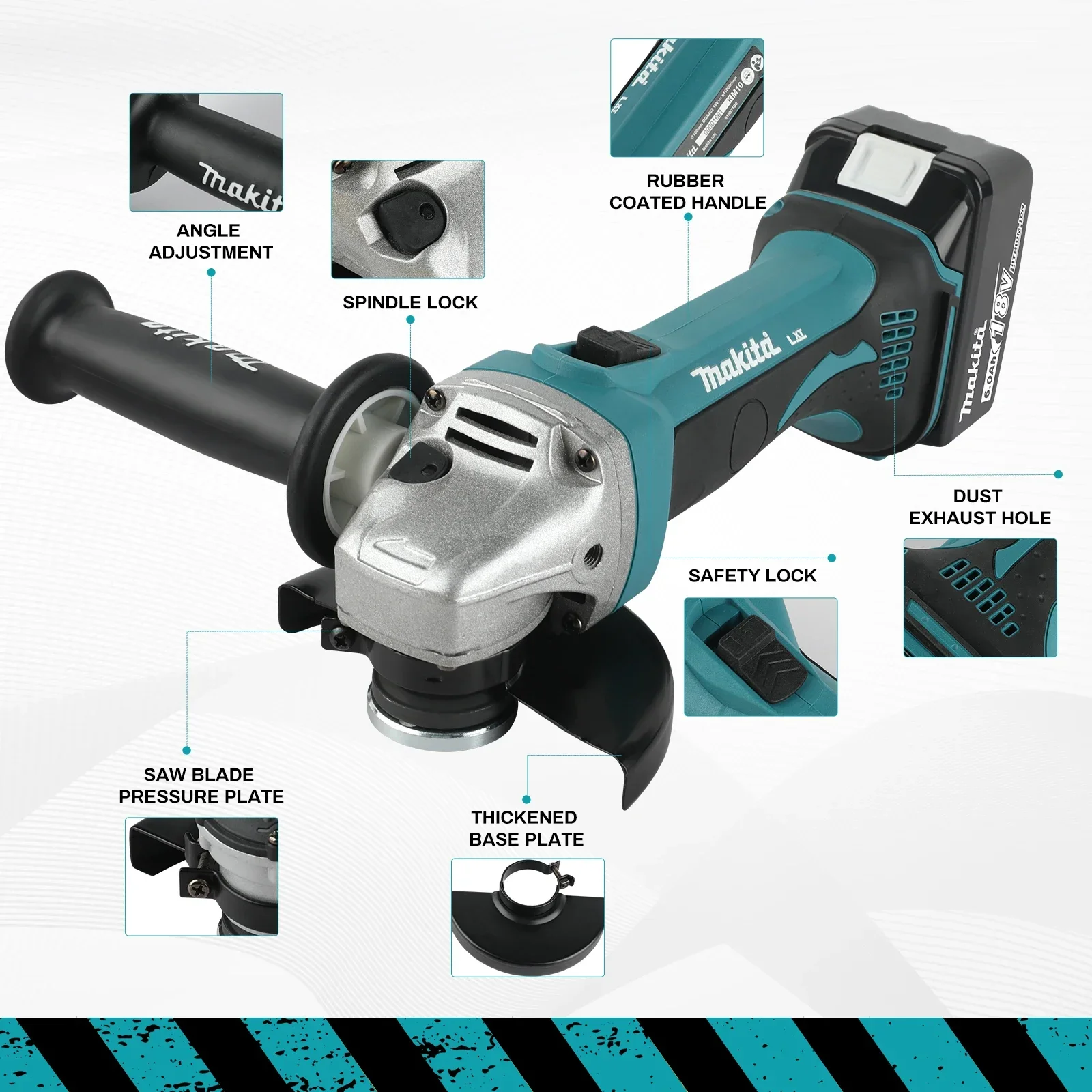 Nueva amoladora angular sin escobillas DCA402 de Makita, herramienta eléctrica, máquina pulidora con batería de 18 V, amoladora angular sin escobillas