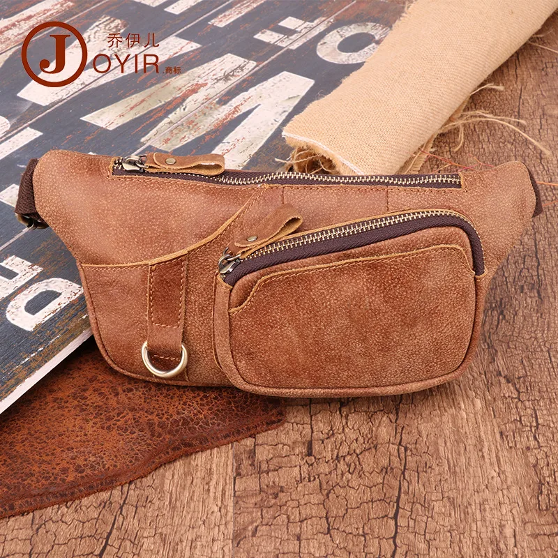 

Factory Customized Men's Belt Bag Korean Multi-Functional Outdoor Waist Chest Bag Shoulder Sports Bag Matte Leather Men's Real-L