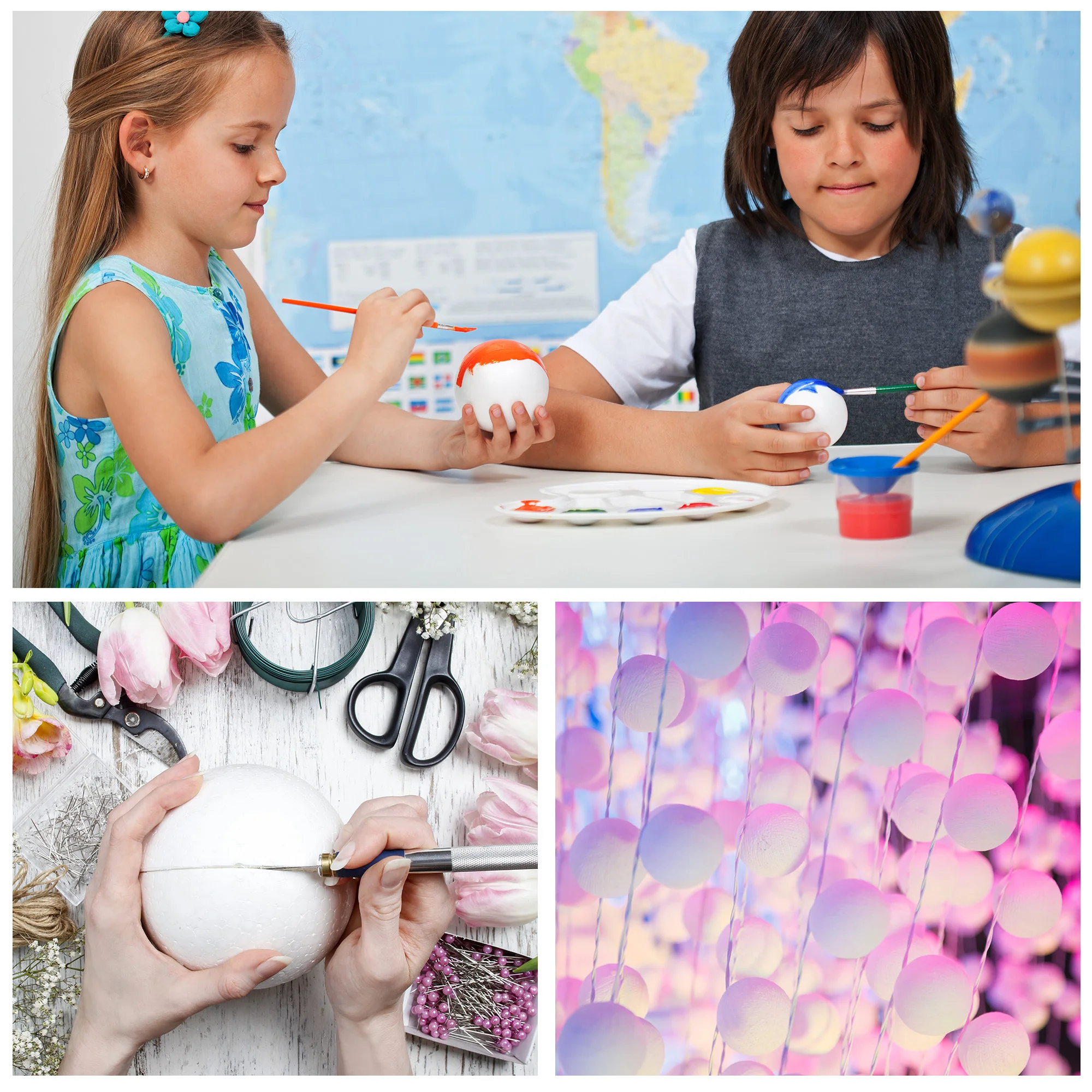 56Pcs 2 "흰색 폴리스티렌 거품 공 공예 예술에 대 한 부드러운 라운드 솔리드 공 DIY 가정용 파티 장식