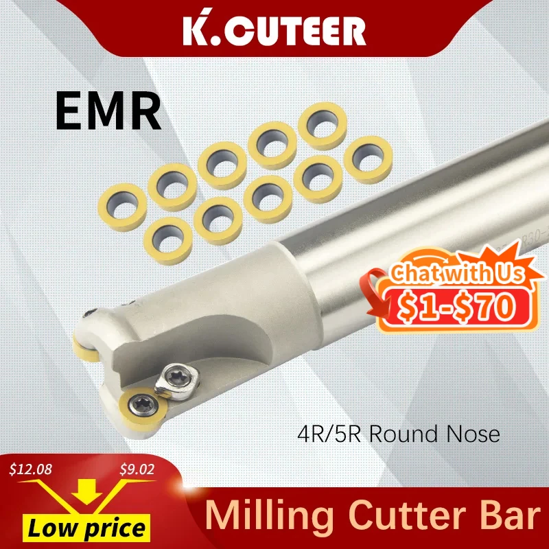 EMR C12-C32 4R/5R 130mm-300mm Mill Arbor Milling Cutter Carbide Inserts RPMT08/10 Cutting Machining Round Nose Milling Cutter