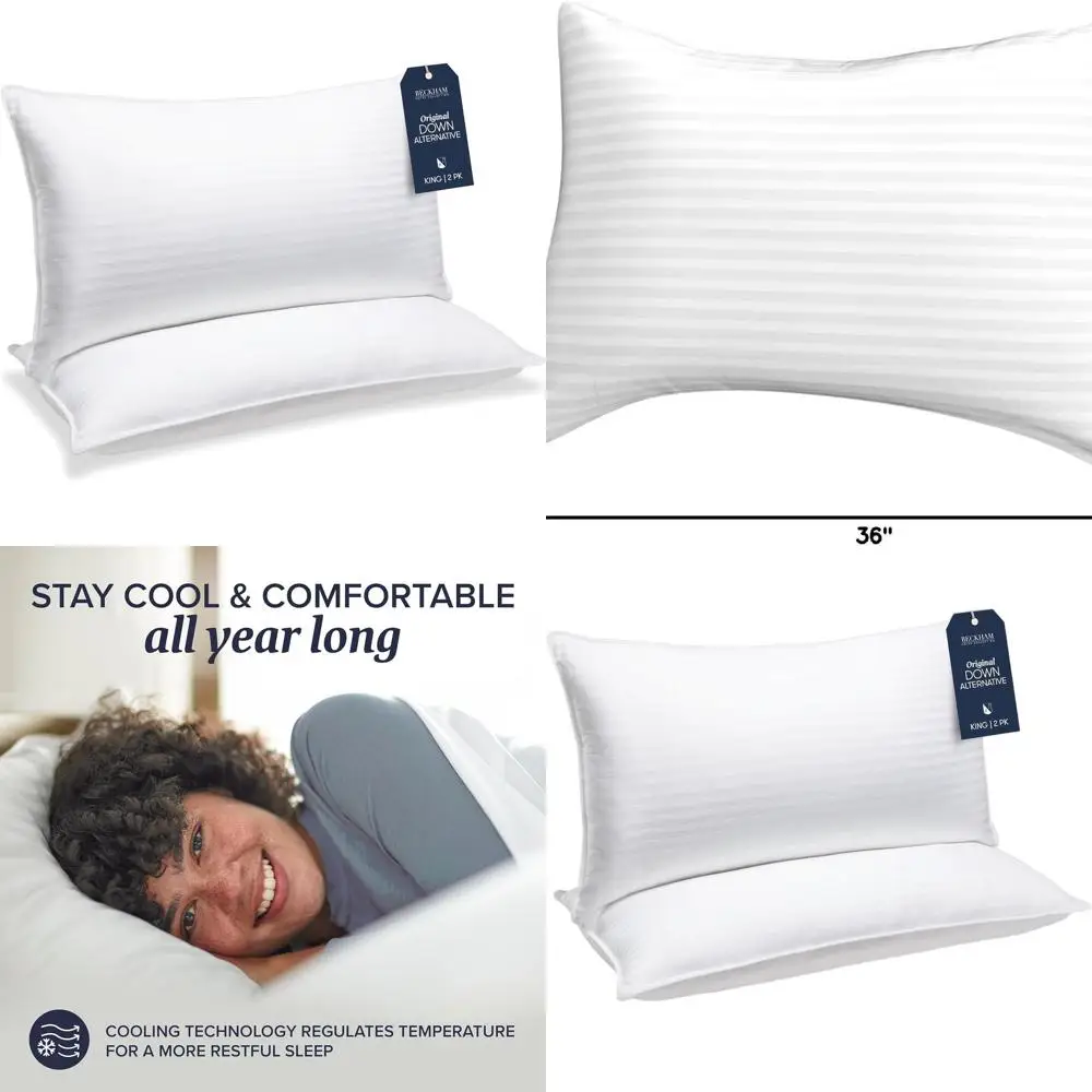 

King Size Pillow Set - Hypoallergenic Down Alternative for Comfortable Sleep