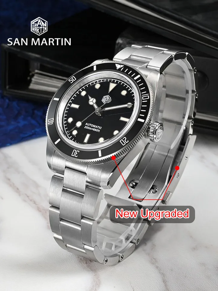 サンマーティン 自動巻きダイバー時計 38mm 200m防水