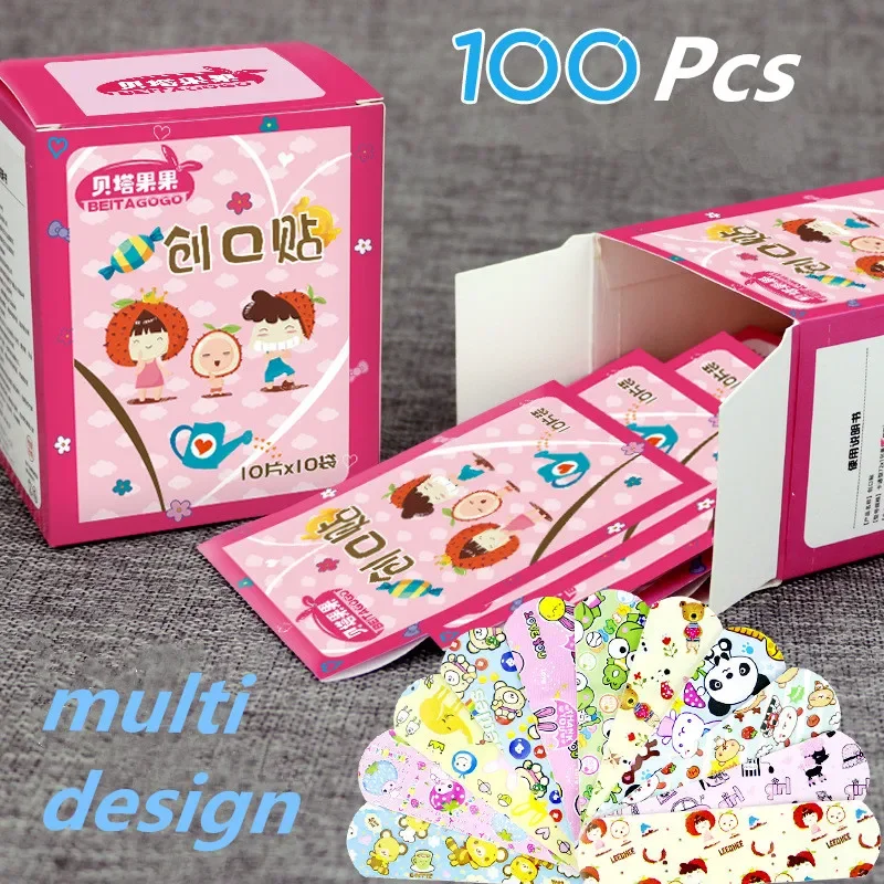 100 Stuks Waterdicht Ademend Leuke Cartoon Band Aid Pleisters Ehbo Emergency Kit Wond Medische Voor Kid Kind Volwassen