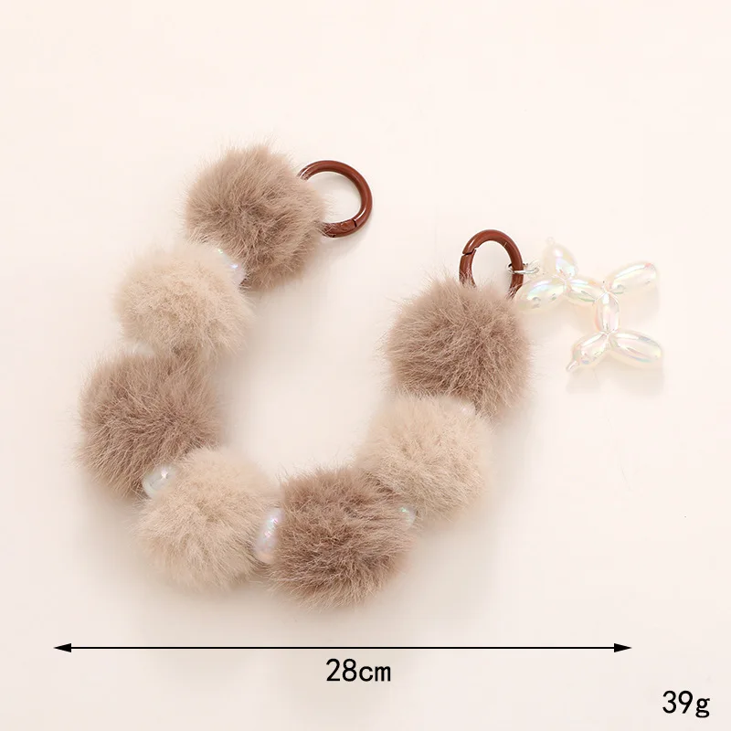 Autumn and winter hot sale of new Internet celebrities rose rabbit hair pom-pom beaded portable chain bag keychain