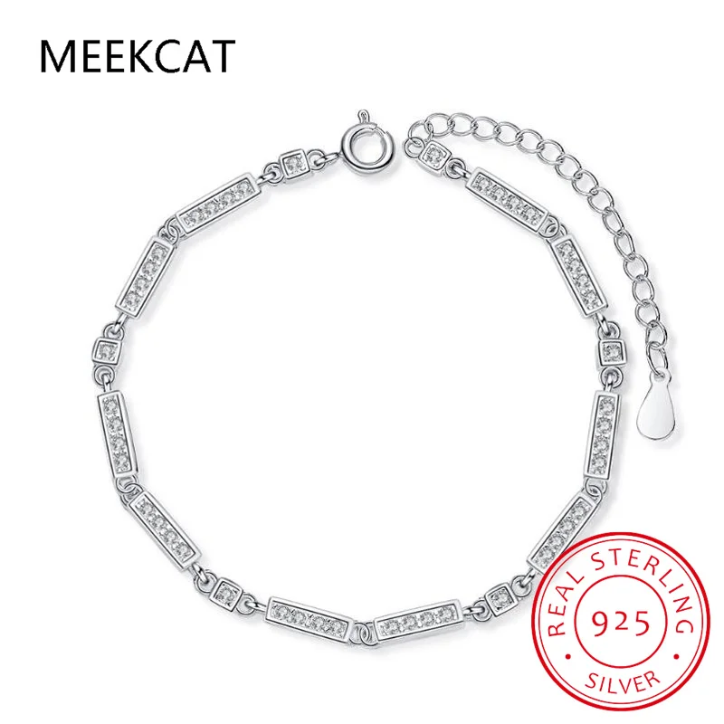 Luxury Real 925 Sterling Silver Fashion Simple Dazzling CZ Tennis Chain Bracelets For Women Wedding Fine S925 Jewelry DA1715