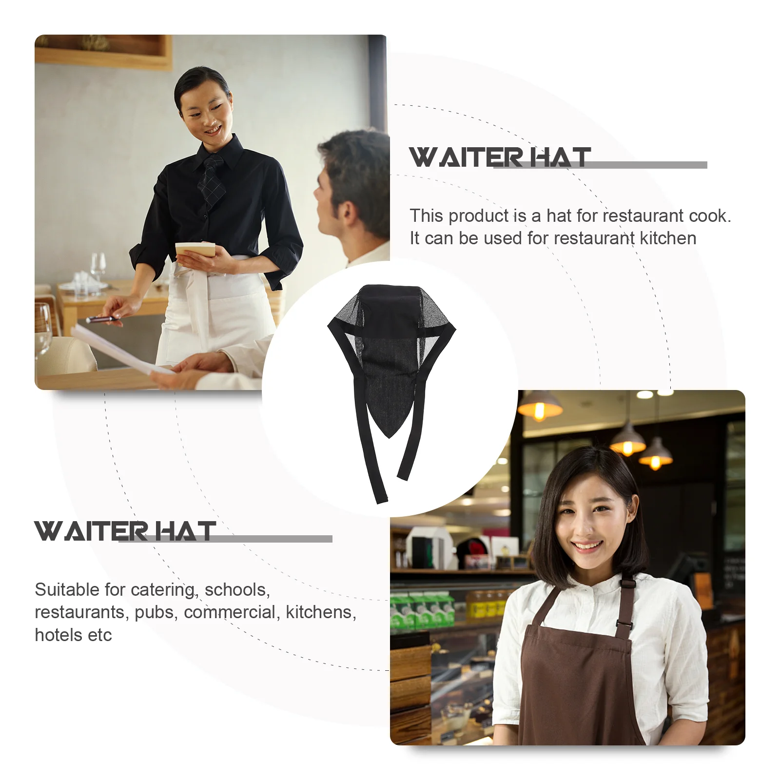 ร้านอาหารห้องครัวหมวกคลาสสิก Waiter Bandanas สําหรับชาย Cook ชุดผ้าฝ้ายหมวกผู้หญิง