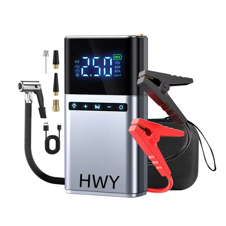 

Wireless Car Tire Inflator Air Pump Compressor Lithium Battery Cordless Car Battery Charger Power Bank Product Car Jump Starter