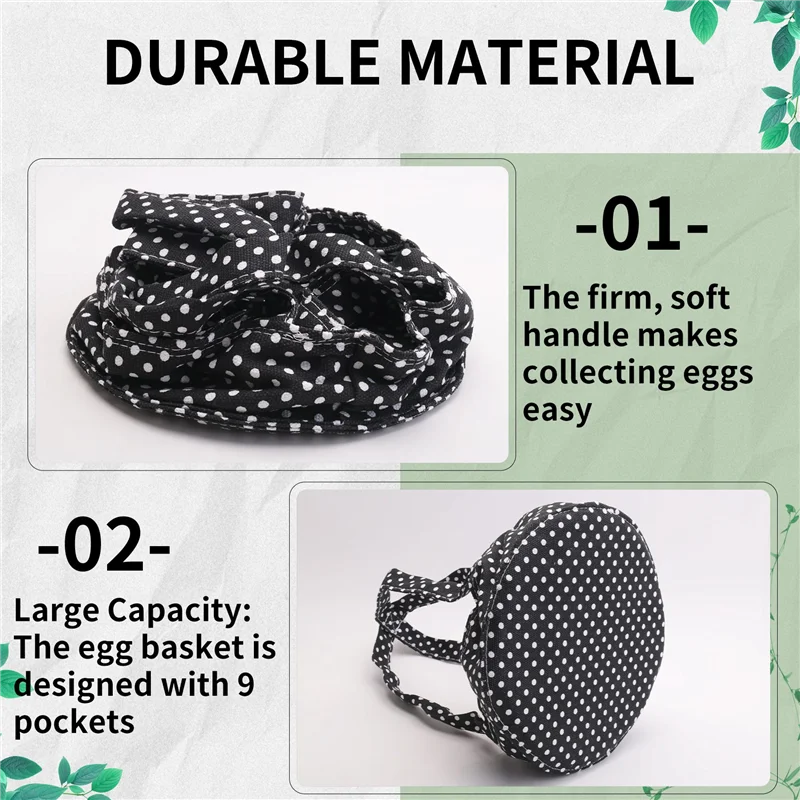 AT02-Housewife’S Egg Gathering Bag - 9 Pockets Canvas Handbag For Chicken, Duck, And Goose Eggs