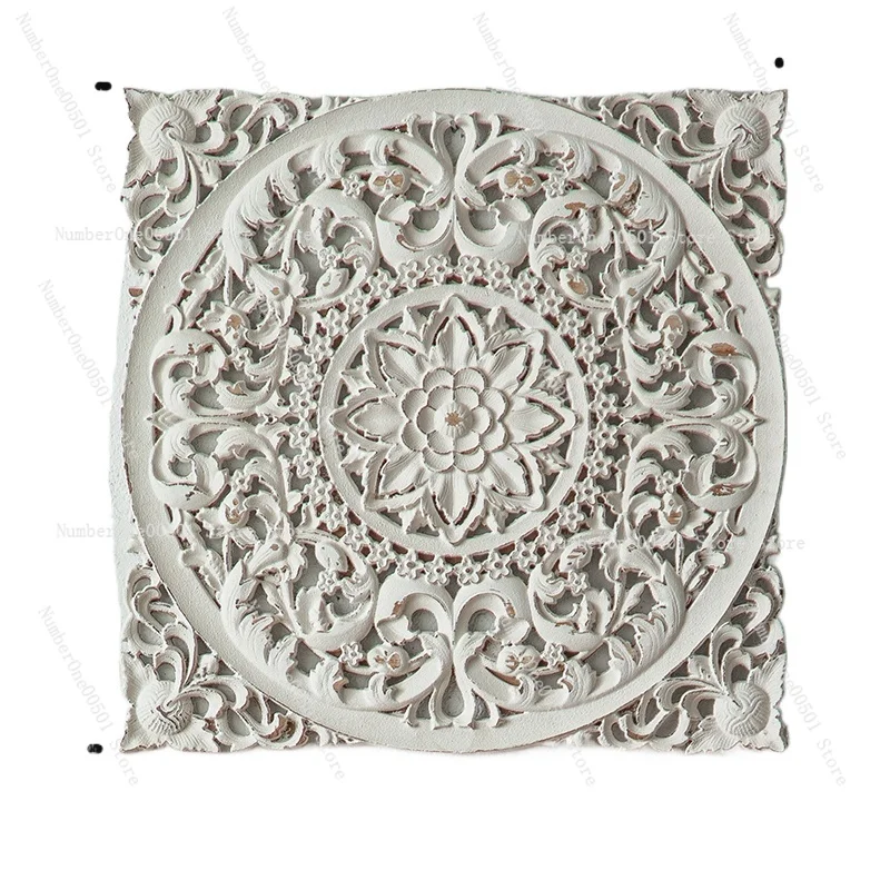Vintage Wall Panel Antique Hollow Carved Floral Wall Art for Living Room Dining Room Distressed 3D Relief Background Decor