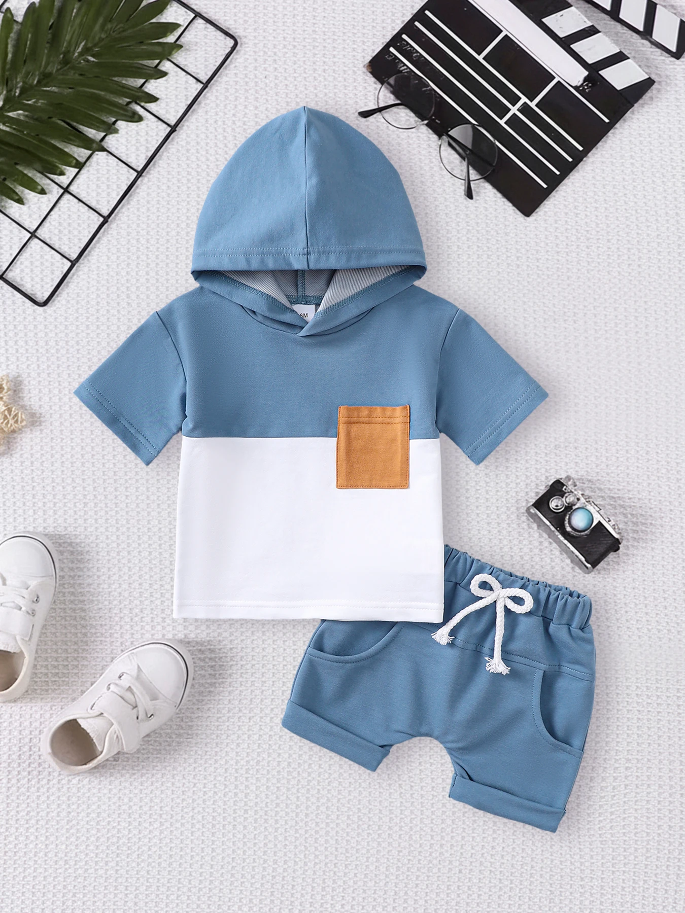 

Мужской комплект синей шляпы Peashog, простота и короткие брюки, простота, повседневная одежда