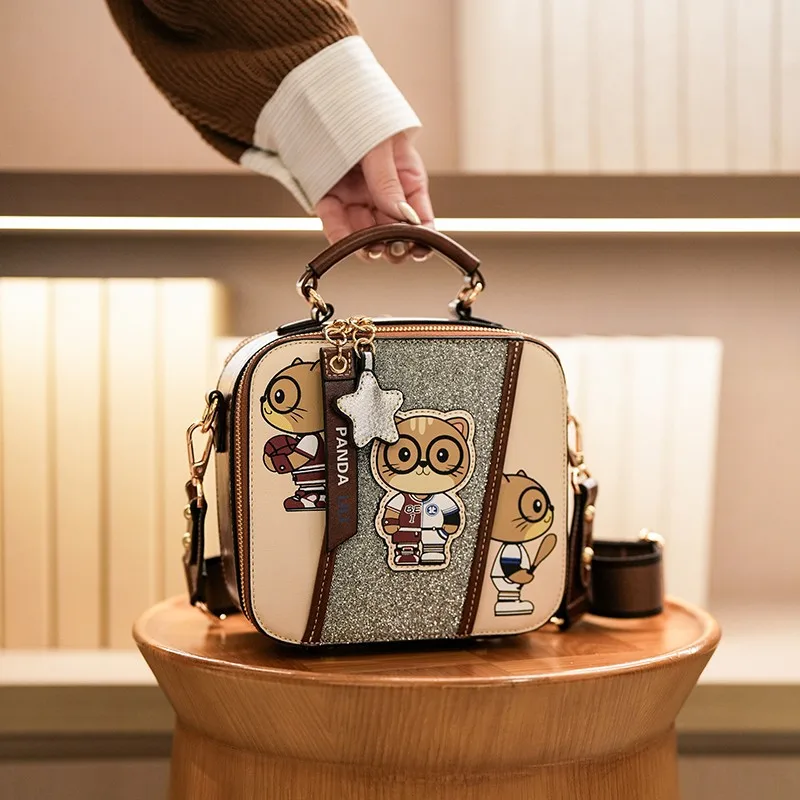 

Повседневная универсальная сумка для телефона с героями мультфильмов в форме коробки на одно плечо, сумка через плечо для фотоаппарата, маленький размер, модная сумка 가방