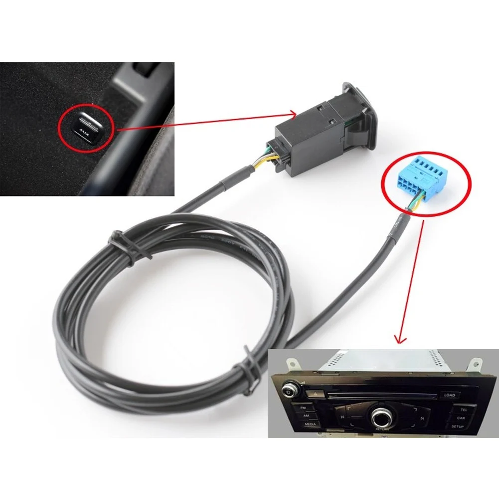 AUX Input Socket 8J0035475 For A1 For A3 For A4 For A5 For A6 For Q3 For Q5 Car Audio Interface Cable Black Replacement