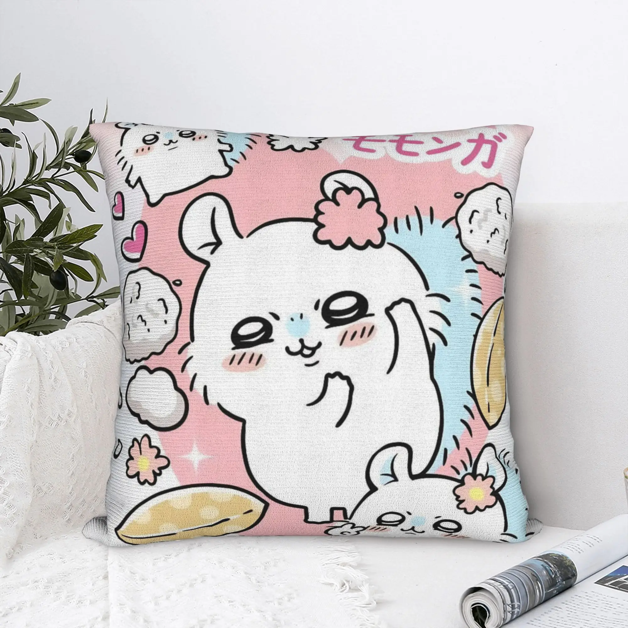 Chiikawas Catoon Square Pillow Case Polyester Decorative Pillow Kawaii Creative Pillowcover Home Decor