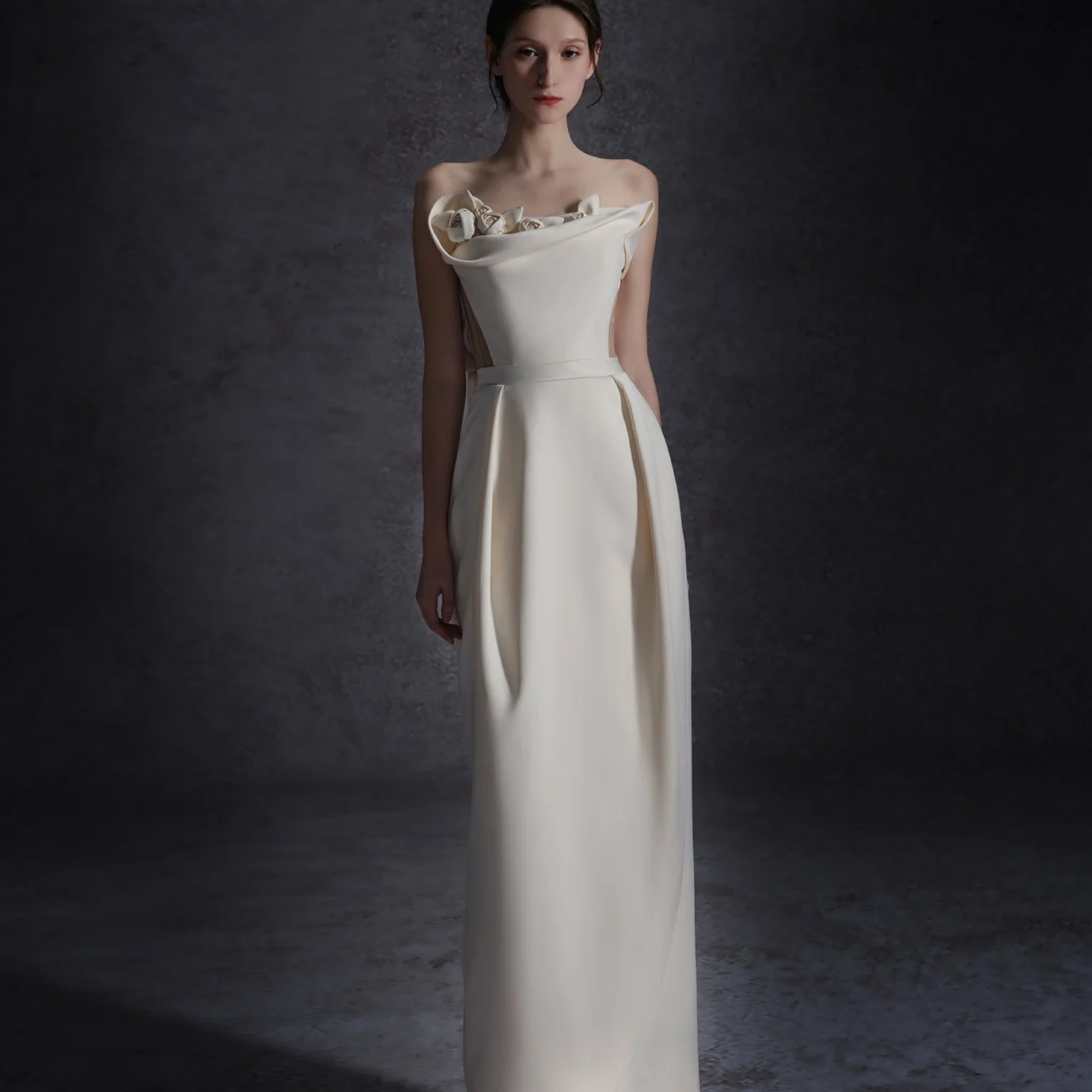 

Атласное свадебное платье без бретелек, высококачественное, маленького размера, для торжественных мероприятий, клубов, KTV, длинное вечернее платье