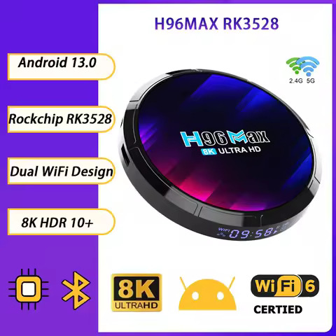 H96MAX RK3528 TV Box 4G 32G 64G 5G Dual Wifi6 4K 8K BT Google Voice Media Player Set Top Box TV BOX Android 13 Smart TV Box
