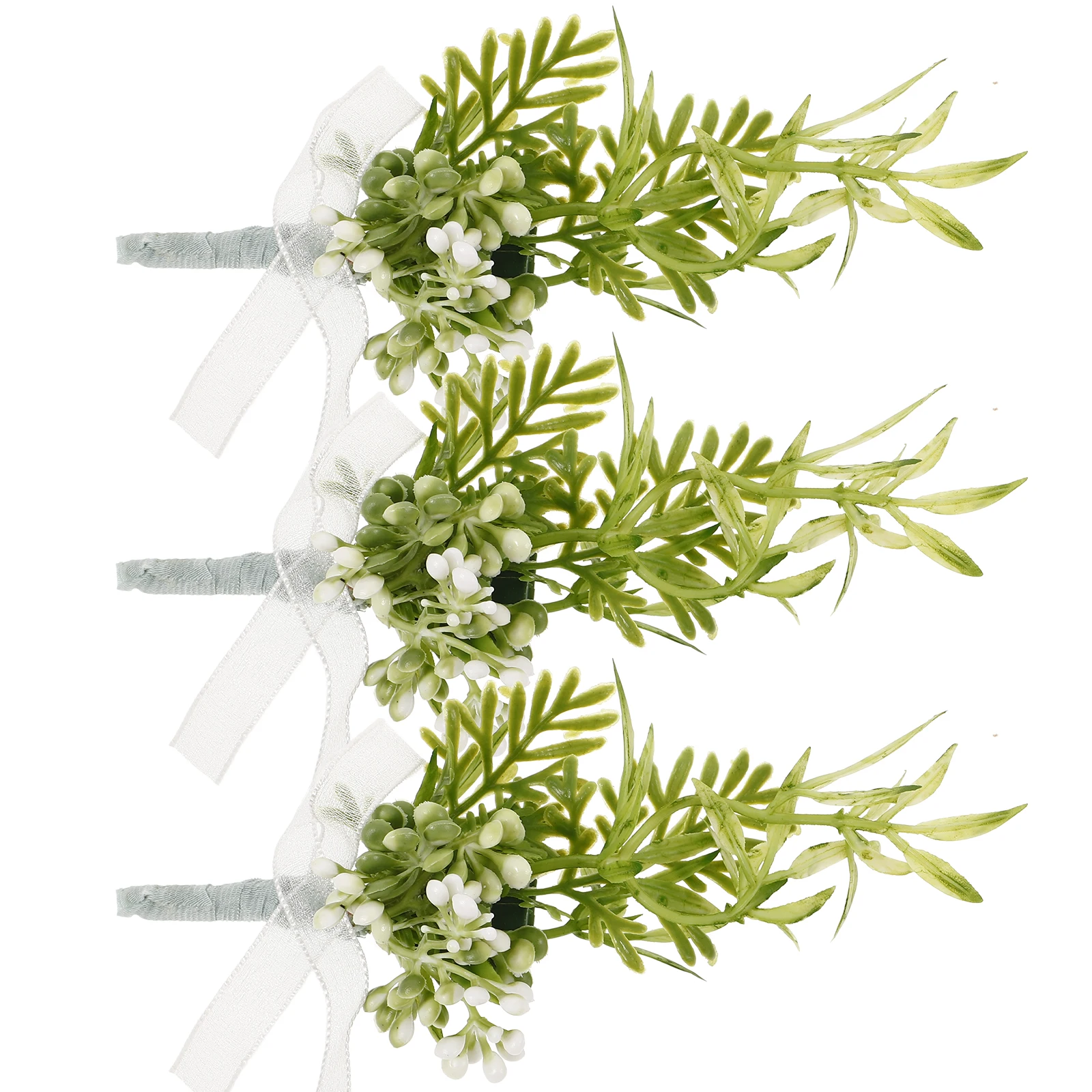 

3pcs Corsage Wedding Boutonniere Artificial Flower Decoration Groomsmen Bride Corsages SideGreen